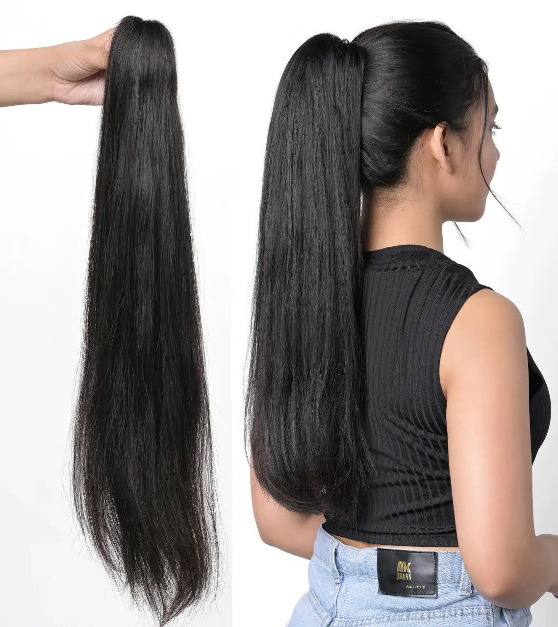 Long Hair Claw Clip Ponytail Elastic Band Extension